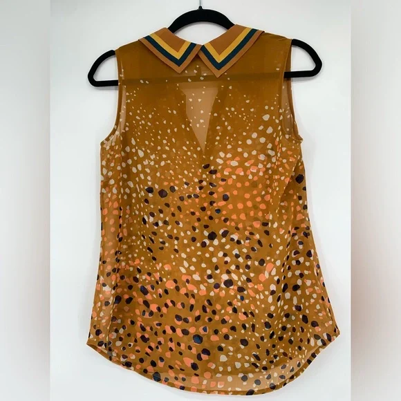 Cabi Cheers Collar Sleeveless Button Down Collared Semi Sheer Ombre Tank Top XS - Picture 5 of 5